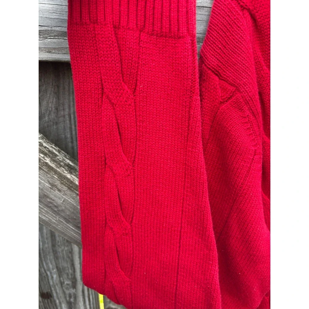 Chaps Red Cable Knit Cotton Sweater Mens XXL Mock Neck Button Pullover
